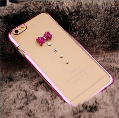 iPhone6s手机壳4.7 水钻蝴蝶结 苹果6plus手机壳5s保护套简约时尚