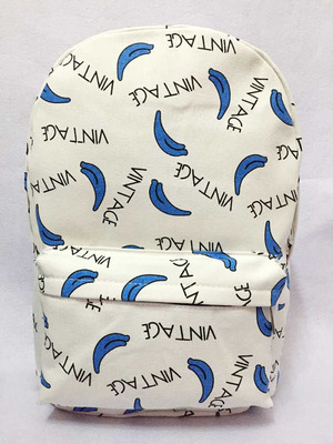 新款可爱印花双肩包香蕉qq笑脸表情卡通米奇老鼠帆布学生书包背包