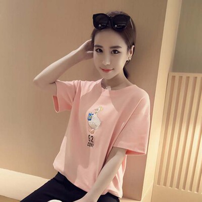 2016夏季新款韩版印花超级玛丽卡通直筒圆领短袖t恤衫上衣女潮