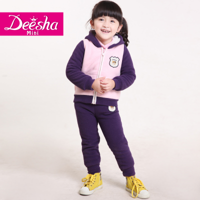 deesha笛莎2014新款女儿童秋装温暖摇粒绒加厚运动套装中小童