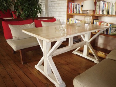 实木餐桌咖啡桌吧桌吧台美式乡村地中海复古文艺彩色定制