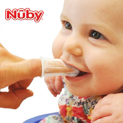 Nuby努比宝宝手指牙刷套婴儿童硅胶乳牙指套舌苔清洁带盒套装3m+