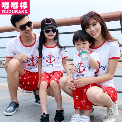 嘟嘟棒 一家三口亲子装夏装2015款 韩版运动装短袖T恤套装母子装