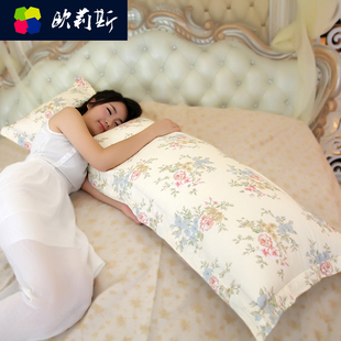 送全棉枕套1.2水洗双人枕1.5长枕头1.8米护颈情侣长枕芯成人枕头