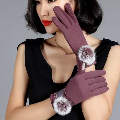 新款手套短款女士冬季可爱户外骑车开车防寒保暖手套触屏五指手套