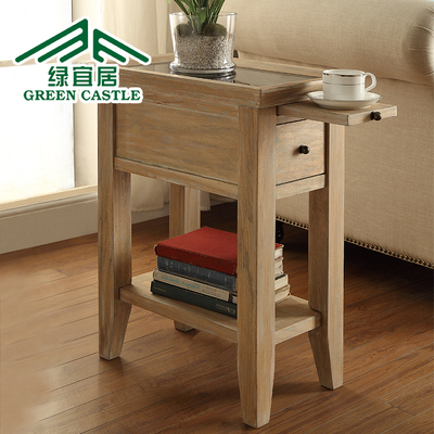 绿宜居 美式沙发边柜实木小边几方几现代简约边桌可移动茶几角几