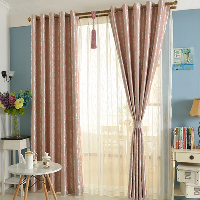 简约现代欧式客厅卧室定制飘窗窗帘提花全遮光隔热环保遮光布成品