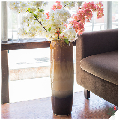 景德镇陶瓷器 现代简约欧式客厅落地花器 颜色釉窑变花瓶装饰摆件