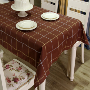 欧式简约咖啡格子餐桌布 桌布布艺  加厚色织桌布台布茶几圆桌布