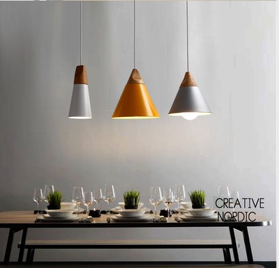 美式简约现代时尚客餐厅装饰灯具loft创意咖啡服装店木头彩色吊灯