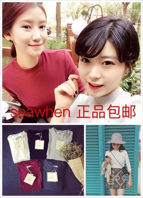 seawhen正品女装新款半高领打底衫韩版修身弹力纯色上衣长袖t恤女