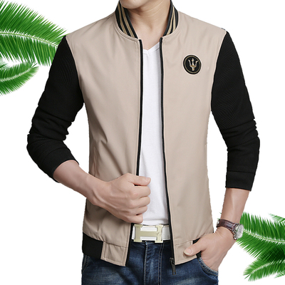 2015秋季夹克男装青年男士韩版棒球领薄款外套修身jacket休闲上衣