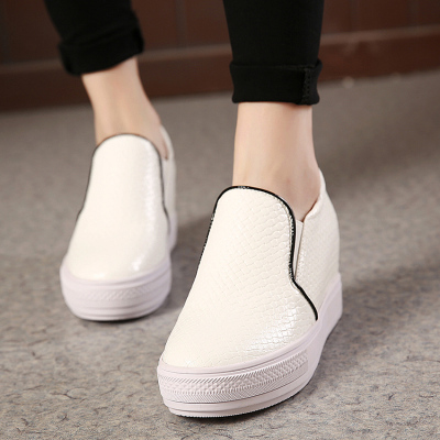 2015春新款厚底松糕鞋女韩版运动休闲鞋内增高白色坡跟高跟单鞋
