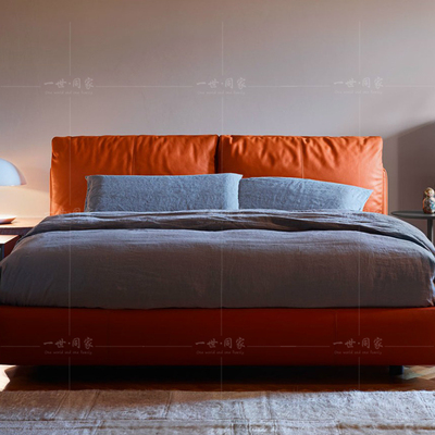 一世同家 北欧皮床小户型真皮储物双人床1.8皮艺床1.5米现代软床