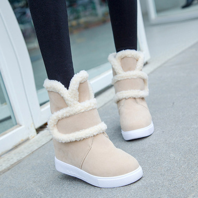 雪地靴女中筒加厚厚底韩版2015冬季女靴子平底防滑学生内增高棉鞋