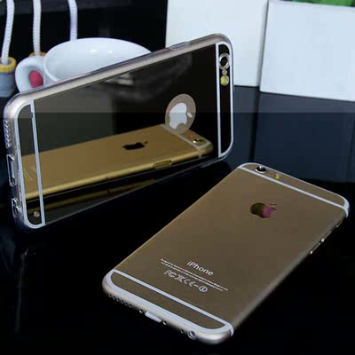 5s苹果6透明手机壳镜面膜手机保护套镜子后盖iPhone6plus硅胶边框