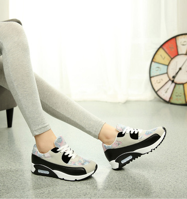 春季新款韩版气垫鞋休闲跑步鞋厚底增高坡跟学生运动鞋女单鞋潮