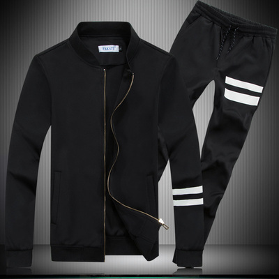 2015新款秋冬夹克外套休闲运动套装棒球服潮男士拉链开衫男裤一套