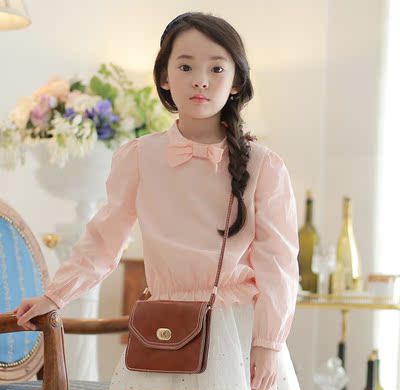 韩国童装女童秋装新款长袖衬衫公主风纯棉大童女装2015秋款上衣