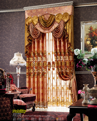 定制欧式窗帘成品 高档窗纱帘 客厅卧室窗帘14104、14103