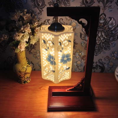 薄胎陶瓷台灯经典中式仿古装饰灯实木台灯客厅书房卧室床头灯饰