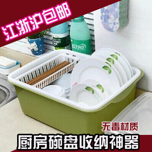 翻盖式碗架餐柜 餐具架 塑料带盖沥水箩筐 厨房碗盘筷收纳筐 包邮
