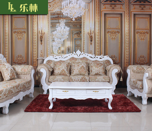 欧式布艺田园沙发大小户型客厅全实木法式沙发雕花古典可拆洗组合