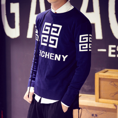 2015新品韩版套头圆领男士毛衣保暖针织衫青少年潮男外衣