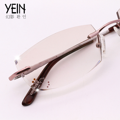 幻影1153韩国手工定制钻石切边无框眼镜架纯钛正品镜片染色专柜