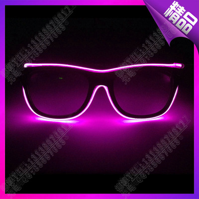 促销 新款半框雷朋发光眼镜 舞会装饰EL发光眼镜 LED冷光音乐眼镜