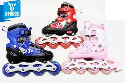 6+1KIDS儿童轮滑鞋、旱冰鞋、直排轮，全轮LED彩灯、轮滑套包包邮