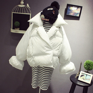 W884韩版2015冬新款喇叭袖加厚宽松短款面包棉服女棉衣小棉袄外套