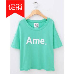 1011 冰激淋色清新一夏字母T恤 Ame韩风style清新冰激淋色字母T恤