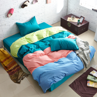 纯色纯棉四件套 双拼AB版套件 床上用品三件套 床单被套全棉床品