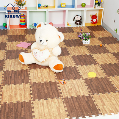菊屋品牌仿木纹泡沫地垫卧室地毯防水铺地客厅塑胶地板垫子可裁剪