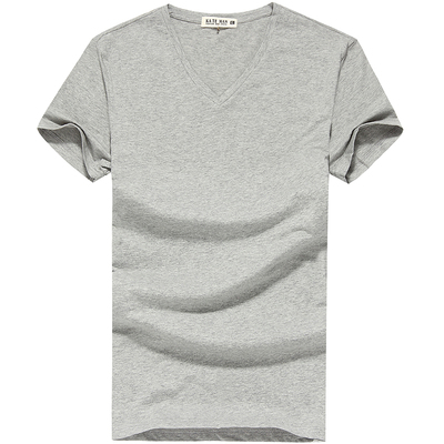 2015青少年夏装男士纯色半袖T恤V领韩版时尚潮流修身短袖男