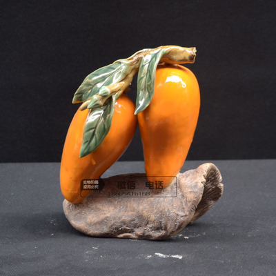 水果工艺品摆件 芒果 石湾公仔现代中式水果植物陶瓷摆件乔迁礼物