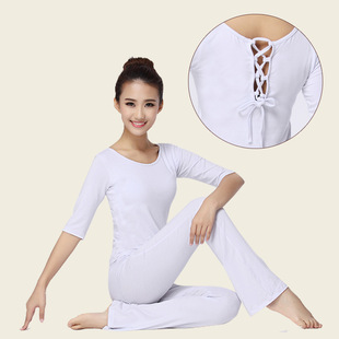 新款白色瑜伽服套装 高端定制瑜珈服 中长袖瑜伽服 品牌瑜伽服