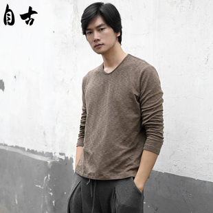 自古2015秋装新款中国风长袖针织T恤男圆领打底衫SZ421043炩勉