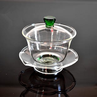 玻璃盖碗 耐热玻璃盖碗 泡茶碗 功夫茶具手工吹制玻璃盖碗 喝茶碗