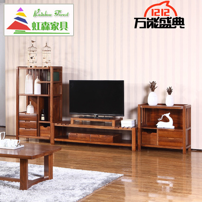 纯实木电视柜 简约现代组合客厅电视机柜 中式高端白蜡木家具地柜
