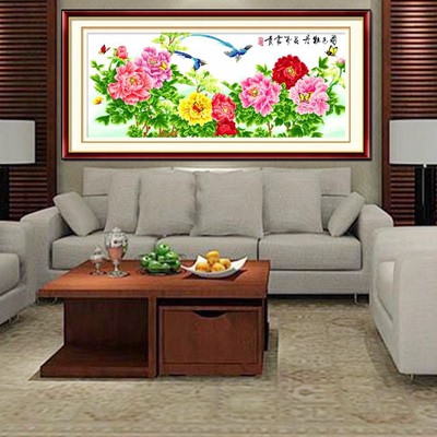 国色牡丹十字绣花开富贵蝴蝶现代中式客厅大厅高清精准印花十字绣