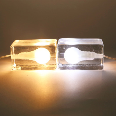 极有家发现北 欧冰块玻璃冰燈冰砖LED酒吧创意床头榻榻米小台灯