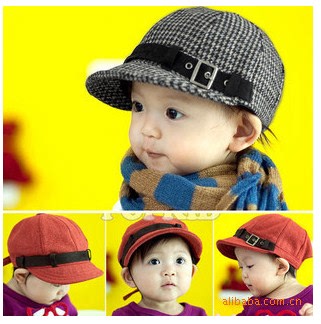 儿童帽子韩国新款秋冬季男女童鸭舌帽宝宝贝雷帽女童羊毛呢春帽潮
