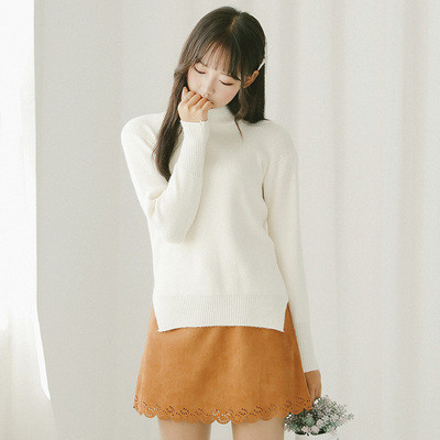 2016秋冬韩版女装纯色V领露肩针织衫女式毛衣Z-6621