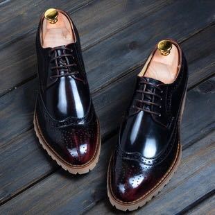 2016新款布洛克鞋系带雕男士英伦鞋子红底花真皮皮鞋男式商务