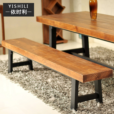 LOFT美式铁艺实木长条凳子 客厅餐桌椅凳组合可定制