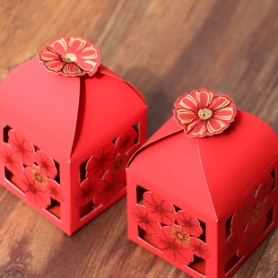 2017结婚创意喜糖袋结婚糖盒婚庆用品婚礼纸盒喜小号 镂空糖盒