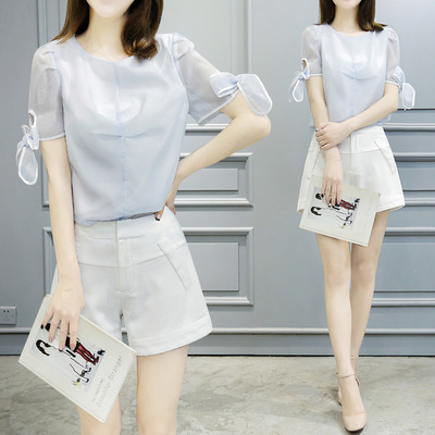 2016夏季韩版新款时尚两件套装女 上衣+短裤