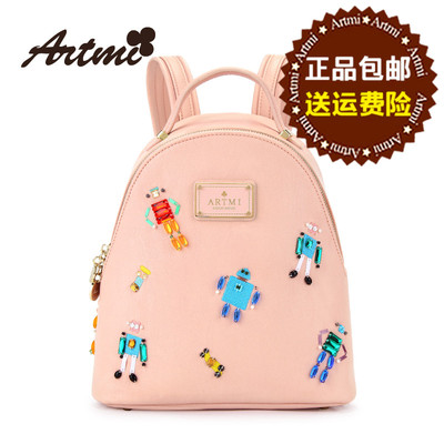 Artmi2016春季新款 日韩童趣机器人双肩包女包糖果色休闲背包书包